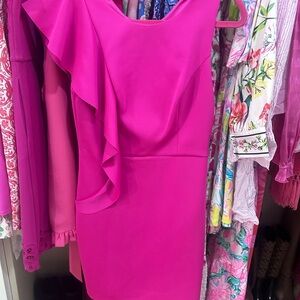 Gianni Bini Pink Ruffled One Shoulder Dress